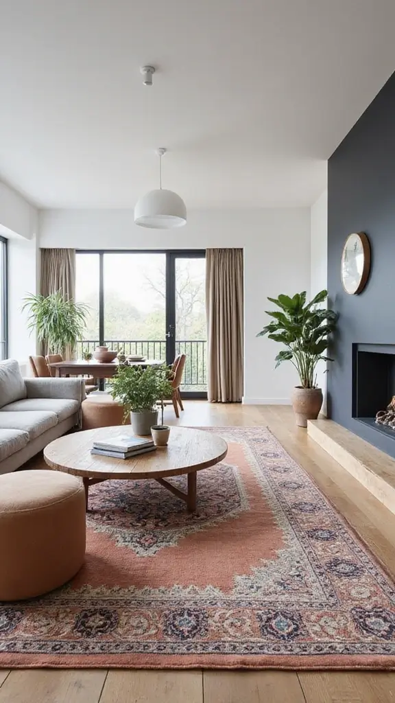 40 Small House Interior Design Ideas That Maximize Space - 13. Use Area Rugs Wisely