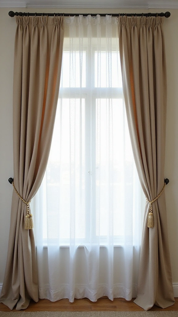 40 Small House Interior Design Ideas That Maximize Space - 17. Layer Your Window Treatments