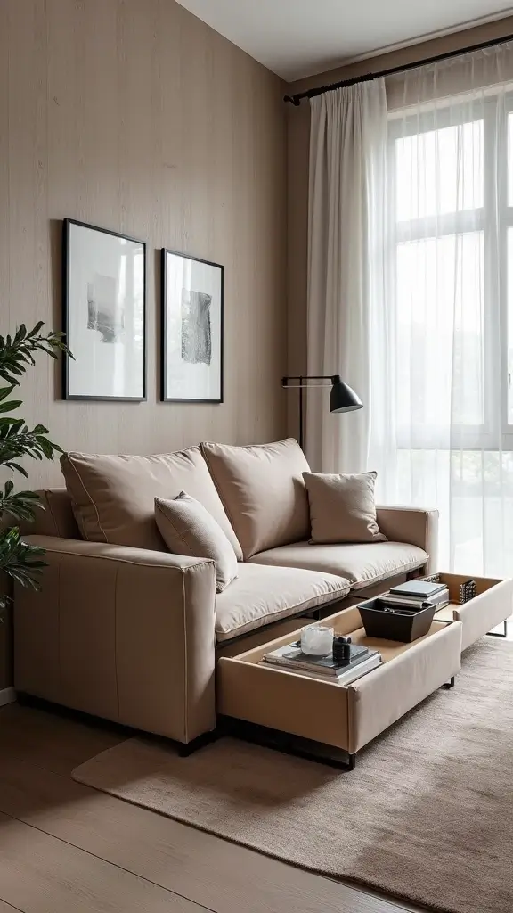 40 Small House Interior Design Ideas That Maximize Space - 2. Invest in Multi-Functional Sofas