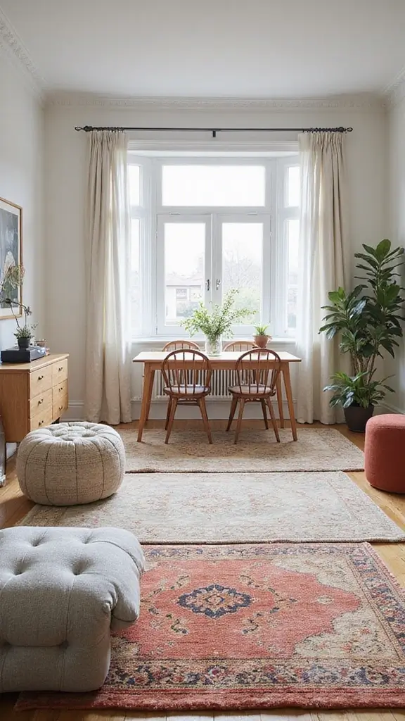 40 Small House Interior Design Ideas That Maximize Space - 22. Create Zones with Rugs