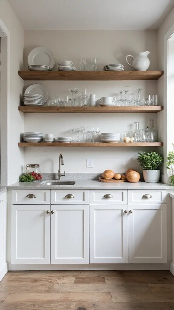 40 Small House Interior Design Ideas That Maximize Space - 29. Embrace Open Shelving in the Kitchen