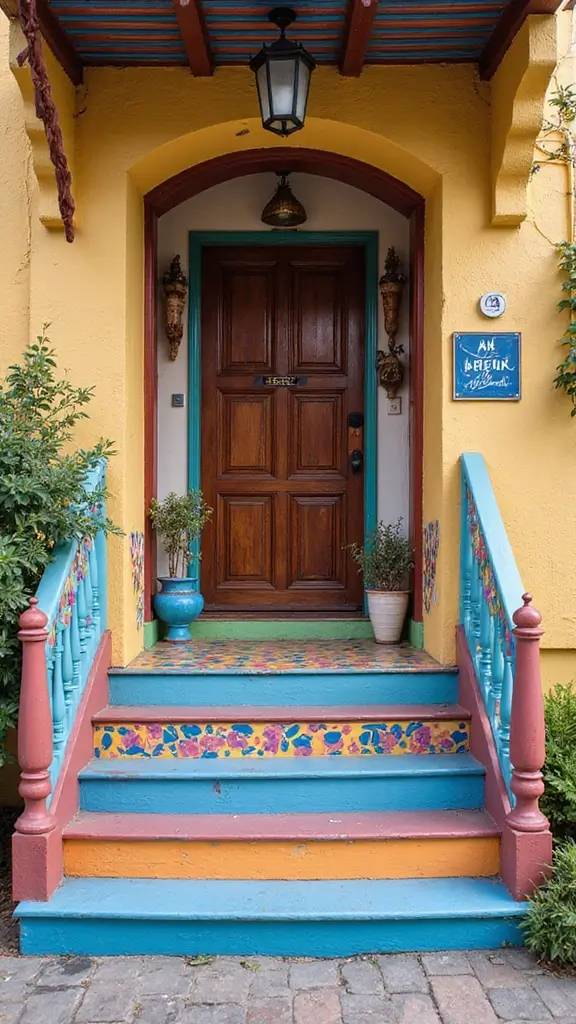 41 Car Porch Design Modern Ideas for a Stunning Entrance - 11. Colorful Painted Car Porch
