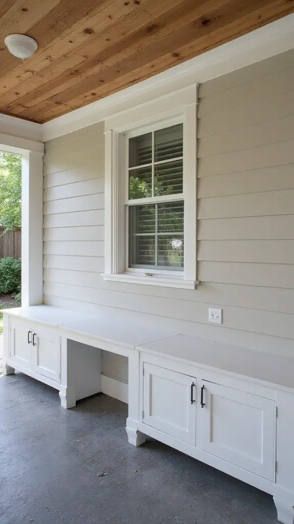 41 Car Porch Design Modern Ideas for a Stunning Entrance - 22. Integrated Storage Solutions