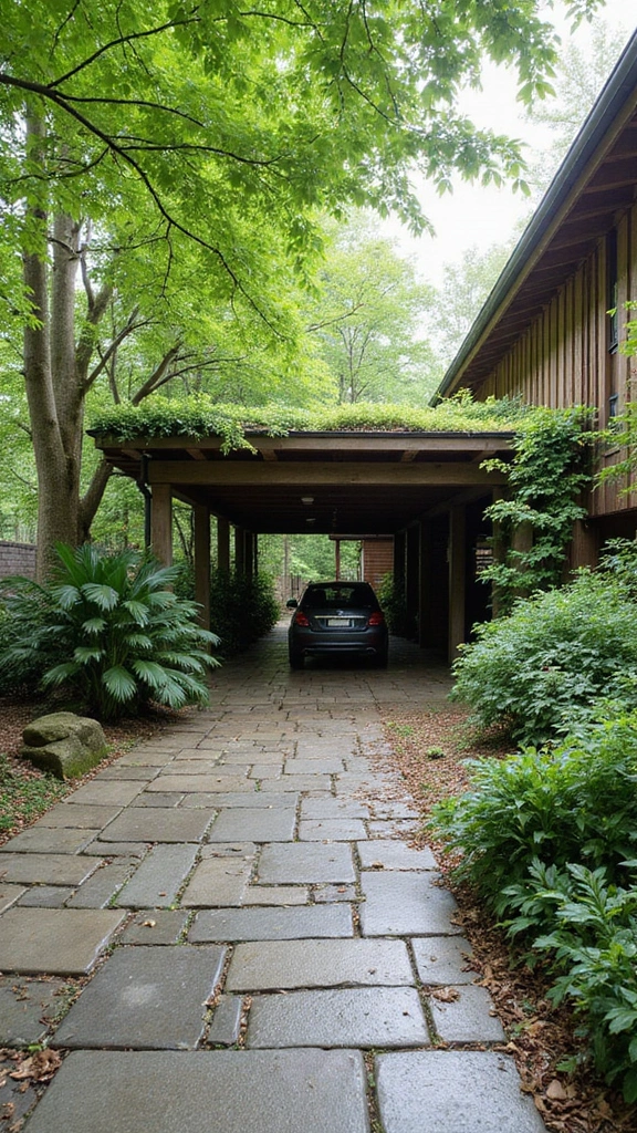 41 Car Porch Design Modern Ideas for a Stunning Entrance - 24. Environmentally Integrated Carport