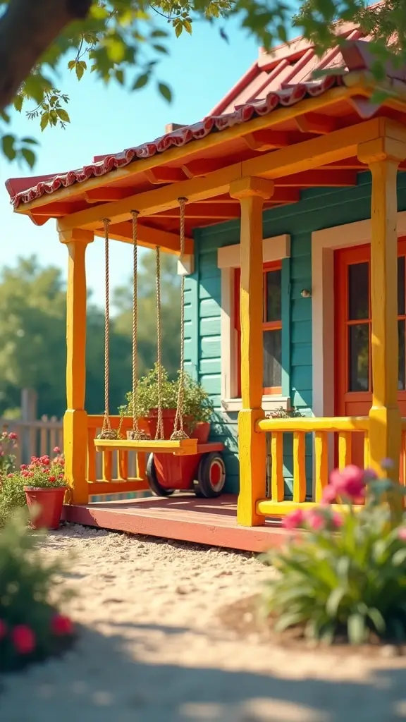 41 Car Porch Design Modern Ideas for a Stunning Entrance - 39. Playful Children’s Car Porch