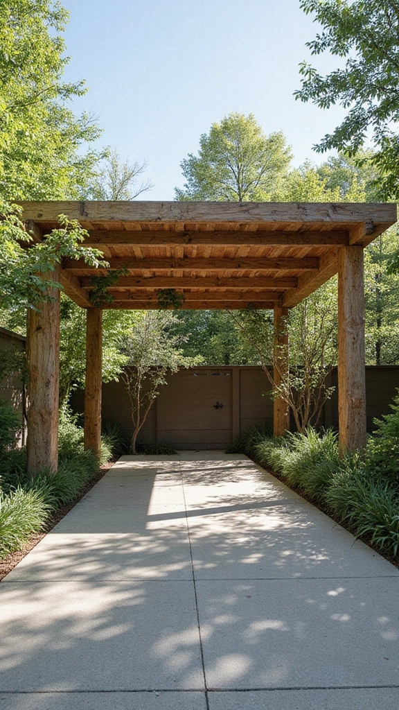 41 Car Porch Design Modern Ideas for a Stunning Entrance - 40. Nature-Inspired Carport Design
