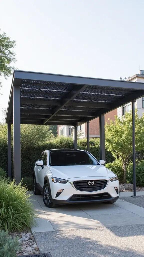 41 Car Porch Design Modern Ideas for a Stunning Entrance - 5. Eco-Friendly Carport with Solar Panels