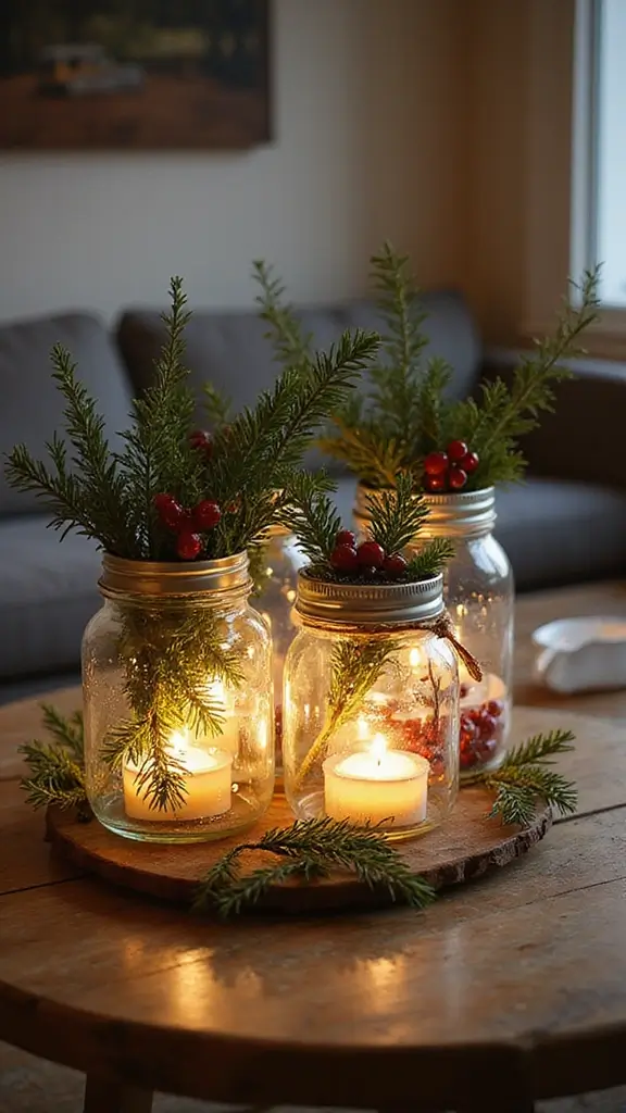 41 Christmas Home Decor Ideas That Feel Warm & Bright - 2. Upcycled Glass Jar Lanterns
