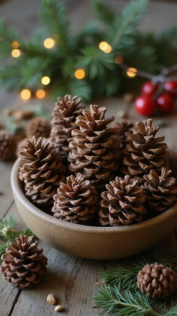 41 Christmas Home Decor Ideas That Feel Warm & Bright - 27. Pinecone Decor