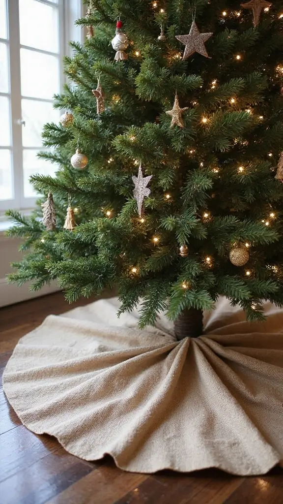 41 Christmas Home Decor Ideas That Feel Warm & Bright - 29. Rustic Tree Skirts
