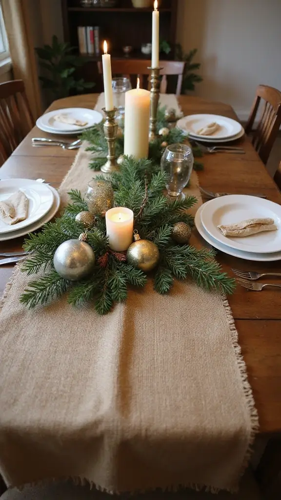 41 Christmas Home Decor Ideas That Feel Warm & Bright - 3. Burlap Table Runner