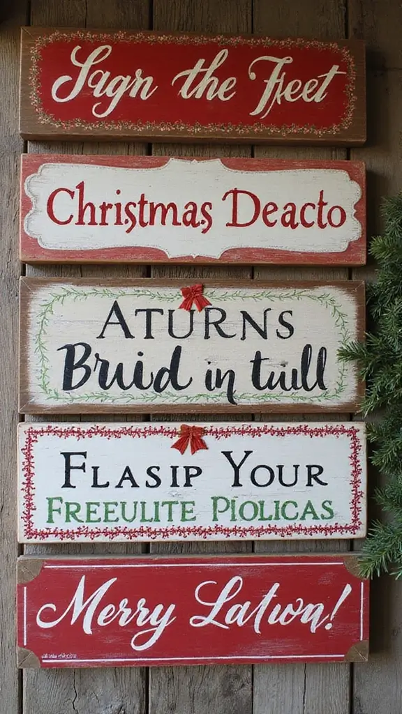 41 Christmas Home Decor Ideas That Feel Warm & Bright - 31. Hand-Painted Holiday Signs