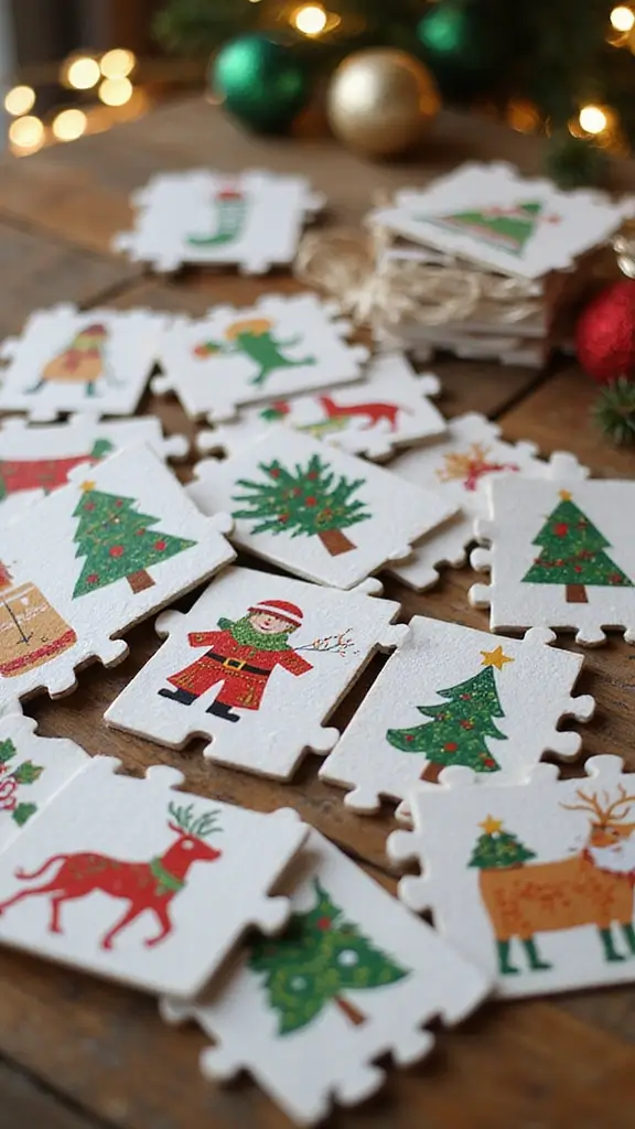 41 Christmas Home Decor Ideas That Feel Warm & Bright - 38. Handmade Christmas Puzzles