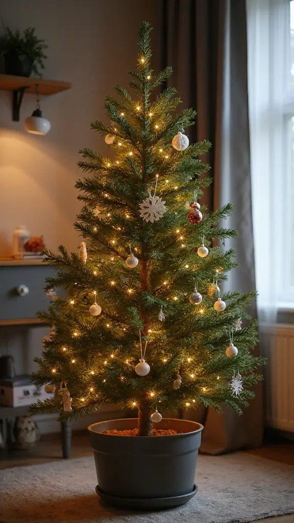 41 Christmas Home Decor Ideas That Feel Warm & Bright - 8. Potted Christmas Trees