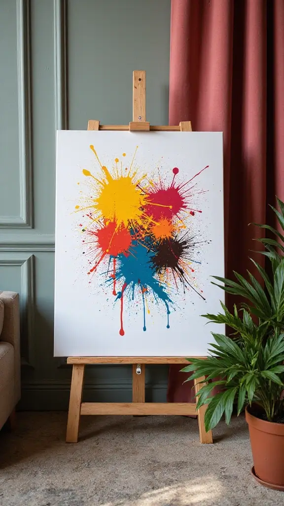 41 DIY Crafts for Home Decor That Look Expensive but Aren’t - 1. Canvas Splatter Art