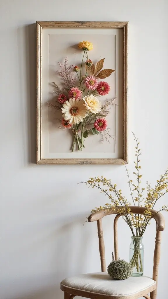 41 DIY Crafts for Home Decor That Look Expensive but Aren’t - 23. Floral Wall Art