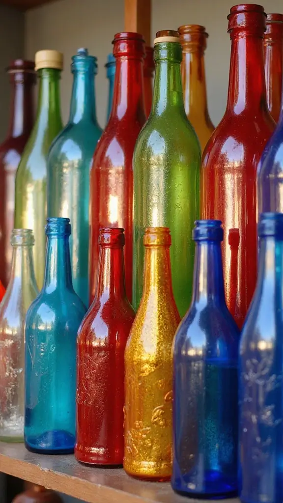41 DIY Crafts for Home Decor That Look Expensive but Aren’t - 27. Colored Glass Bottles