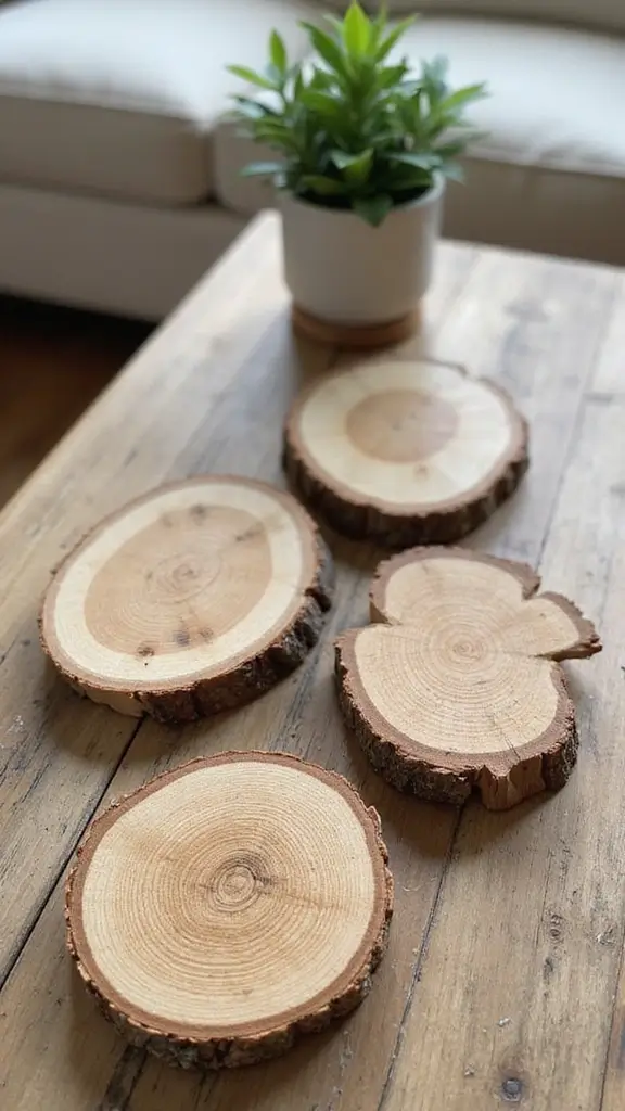 41 DIY Crafts for Home Decor That Look Expensive but Aren’t - 33. DIY Wood Slice Coasters