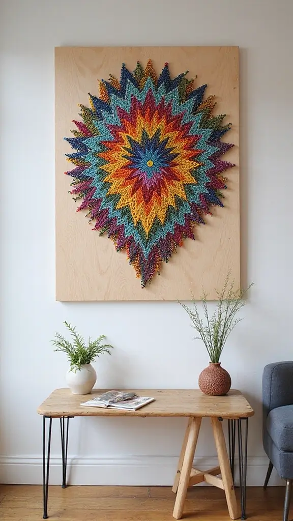 41 DIY Crafts for Home Decor That Look Expensive but Aren’t - 35. String Art Wall Hanging
