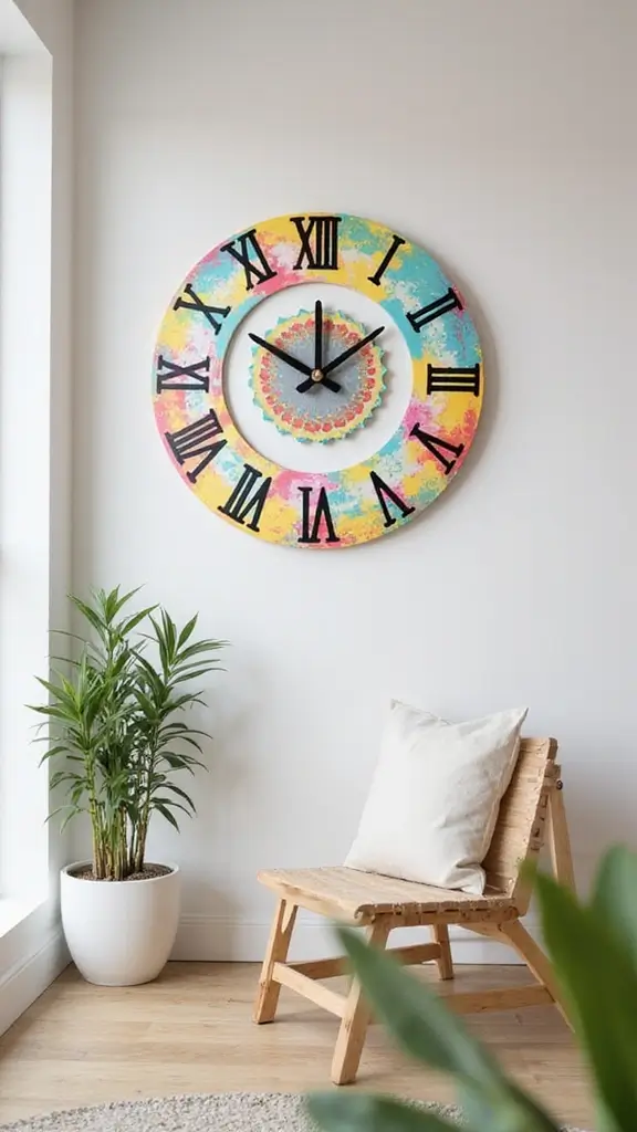 41 Dollar Tree DIY Home Decor Ideas That Look Expensive - 28. Colorful Wall Clock