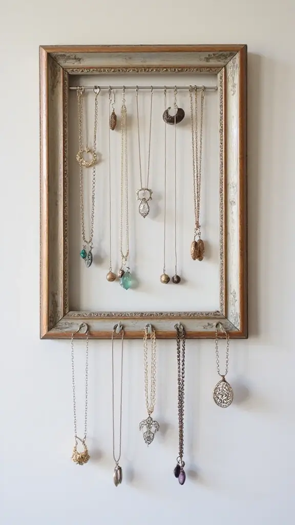 41 Dollar Tree DIY Home Decor Ideas That Look Expensive - 41. Upcycled Picture Frame Jewelry Organizer