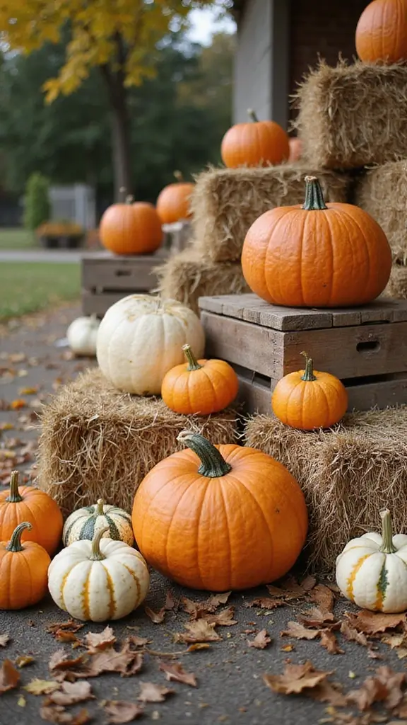 41 Fall Front Door Decor Ideas That Make a Statement - 1. Eco-Friendly Pumpkin Display
