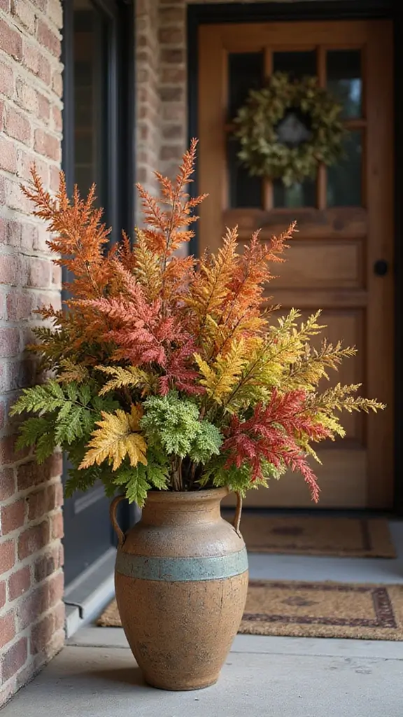 41 Fall Front Door Decor Ideas That Make a Statement - 12. Foraged Foliage Arrangement