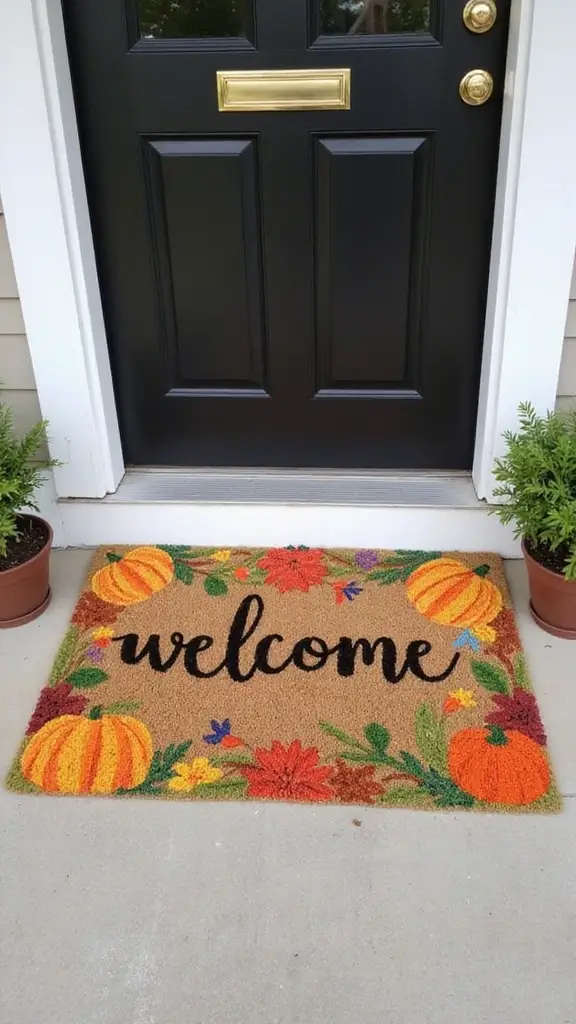 41 Fall Front Door Decor Ideas That Make a Statement - 19. Hand-Painted Welcome Mat