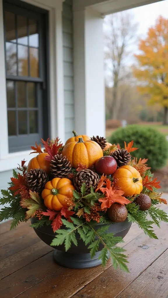41 Fall Front Door Decor Ideas That Make a Statement - 26. Autumn-Inspired Centerpiece