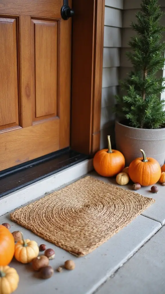 41 Fall Front Door Decor Ideas That Make a Statement - 3. Natural Fiber Door Mat