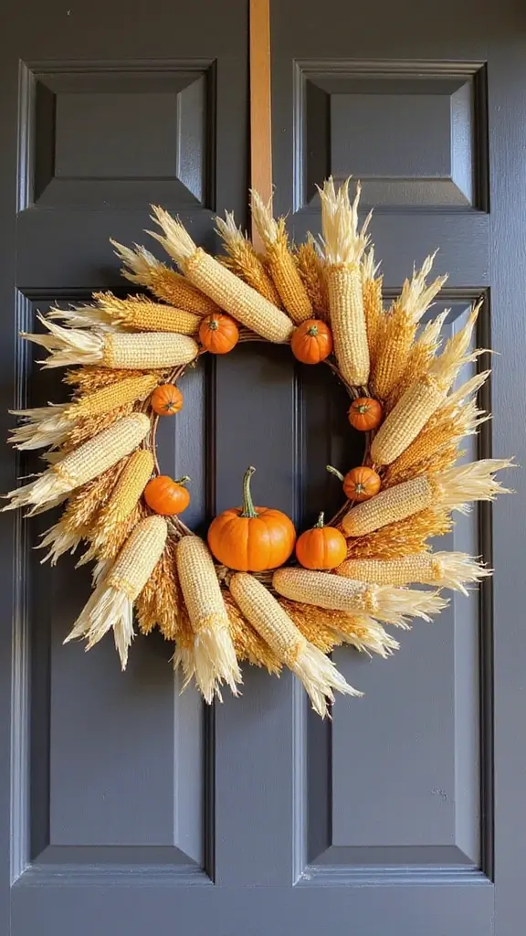 41 Fall Front Door Decor Ideas That Make a Statement - 30. Harvest-Themed Door Hanging