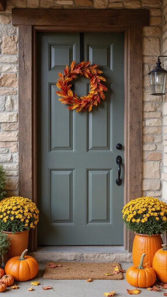 41 Fall Front Door Decor Ideas That Make a Statement - 36. Seasonal Entryway Mirror