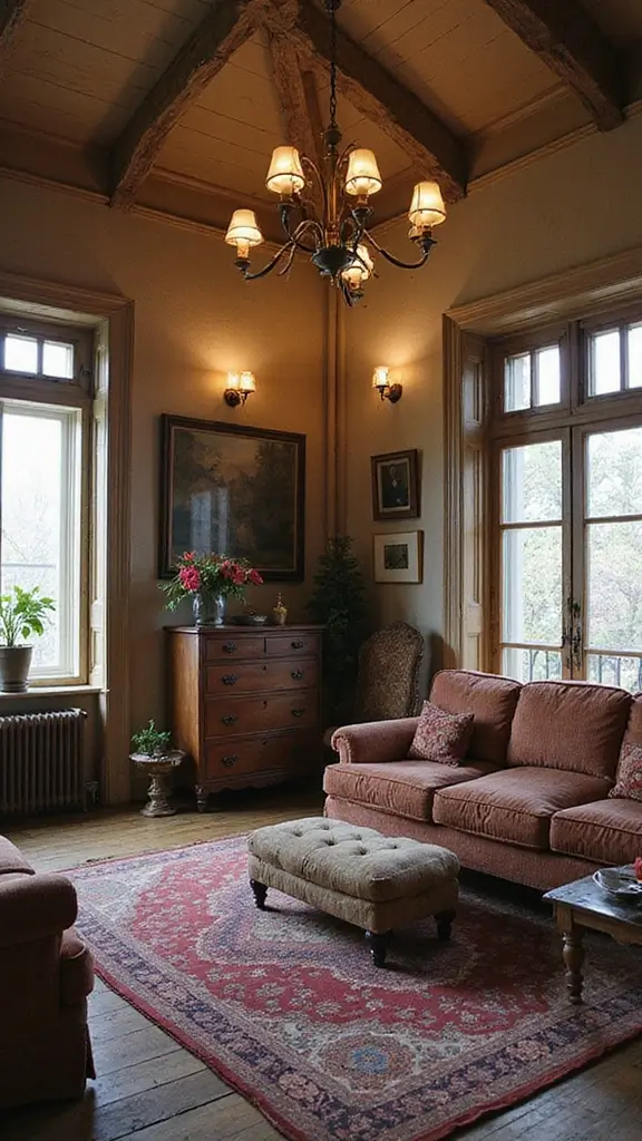 41 Half Vaulted Ceiling Living Room Ideas That Impress - 11. Vintage Charm