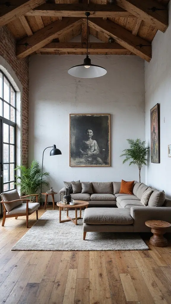 41 Half Vaulted Ceiling Living Room Ideas That Impress - 12. Urban Loft Aesthetic