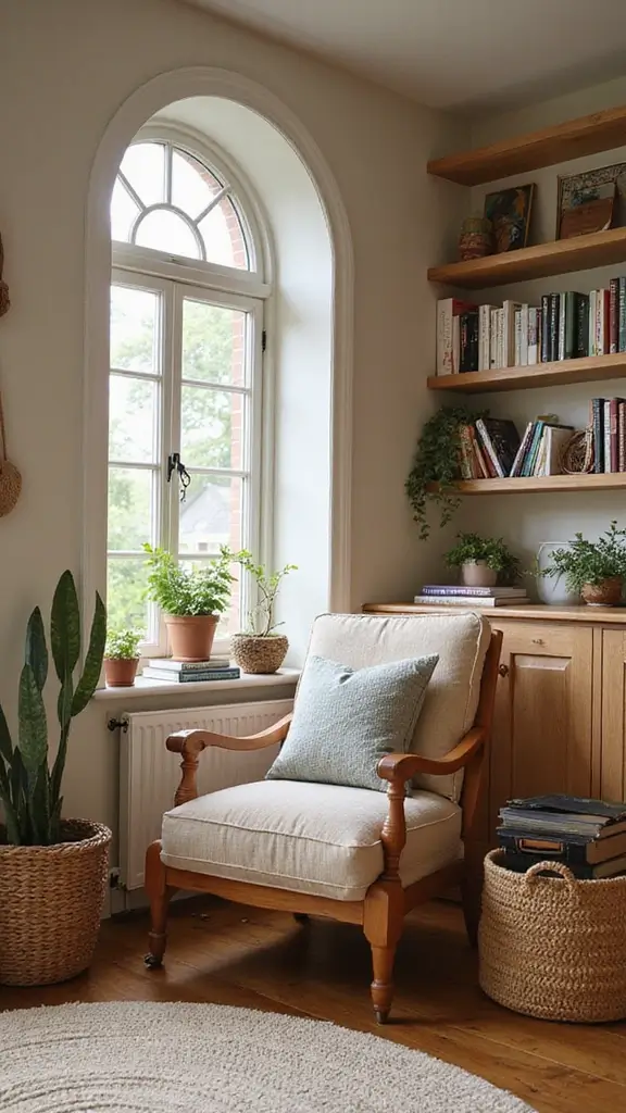 41 Half Vaulted Ceiling Living Room Ideas That Impress - 15. Cozy Reading Nook