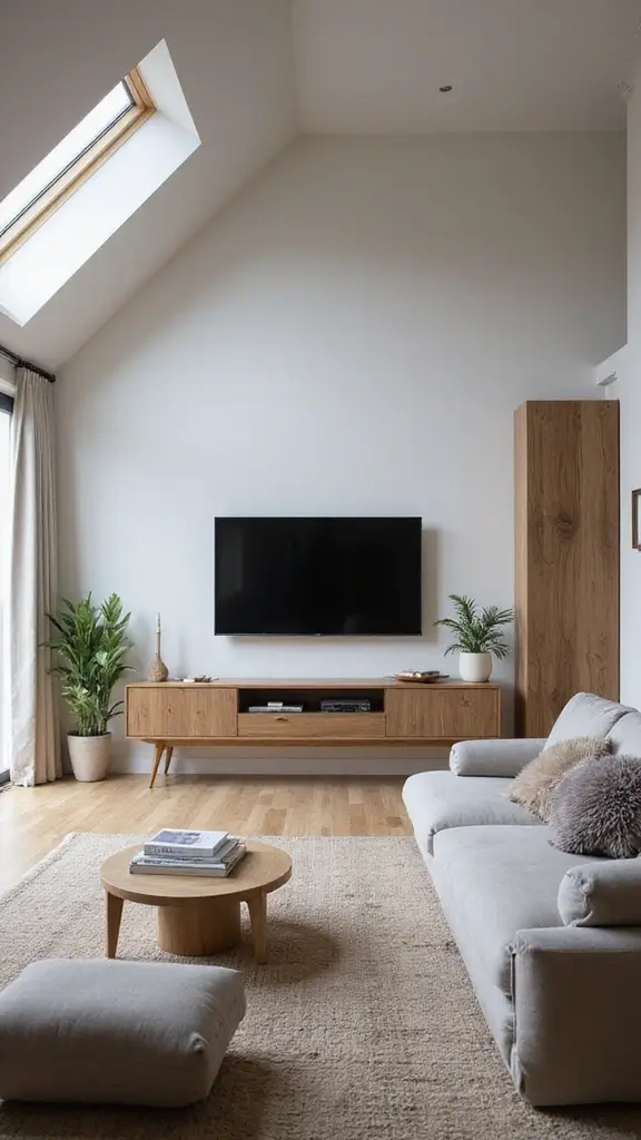 41 Half Vaulted Ceiling Living Room Ideas That Impress - 20. Integrated Smart Technology