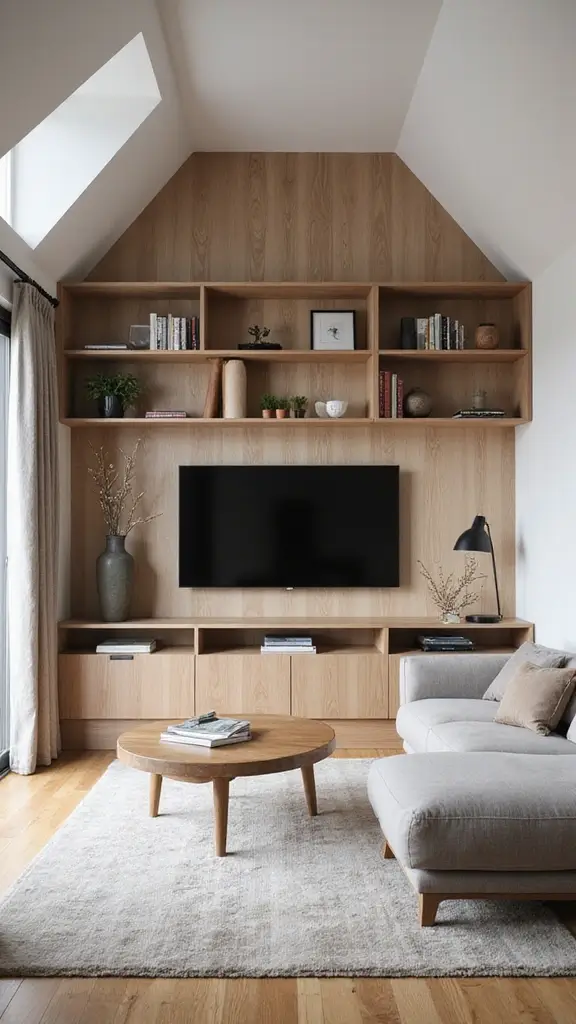 41 Half Vaulted Ceiling Living Room Ideas That Impress - 22. Stylish Storage Solutions