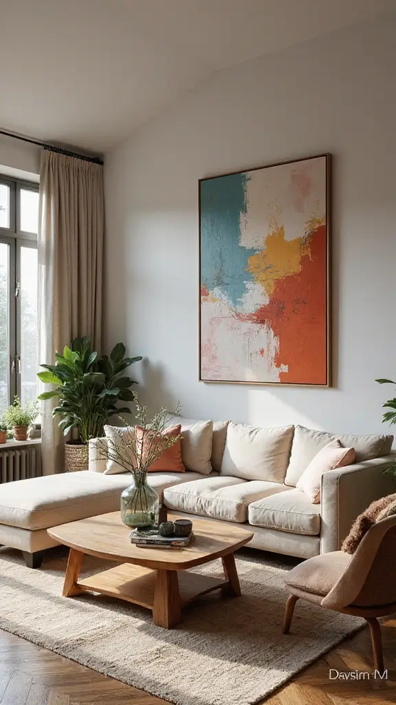 41 Half Vaulted Ceiling Living Room Ideas That Impress - 23. Statement Art Pieces