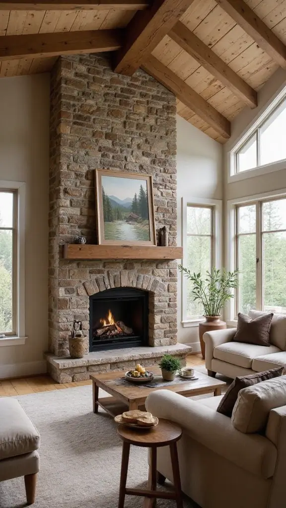 41 Half Vaulted Ceiling Living Room Ideas That Impress - 24. Cozy Fireplaces