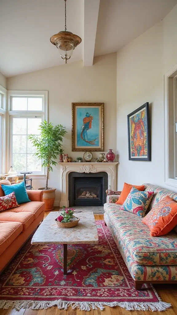 41 Half Vaulted Ceiling Living Room Ideas That Impress - 25. Playful Patterns