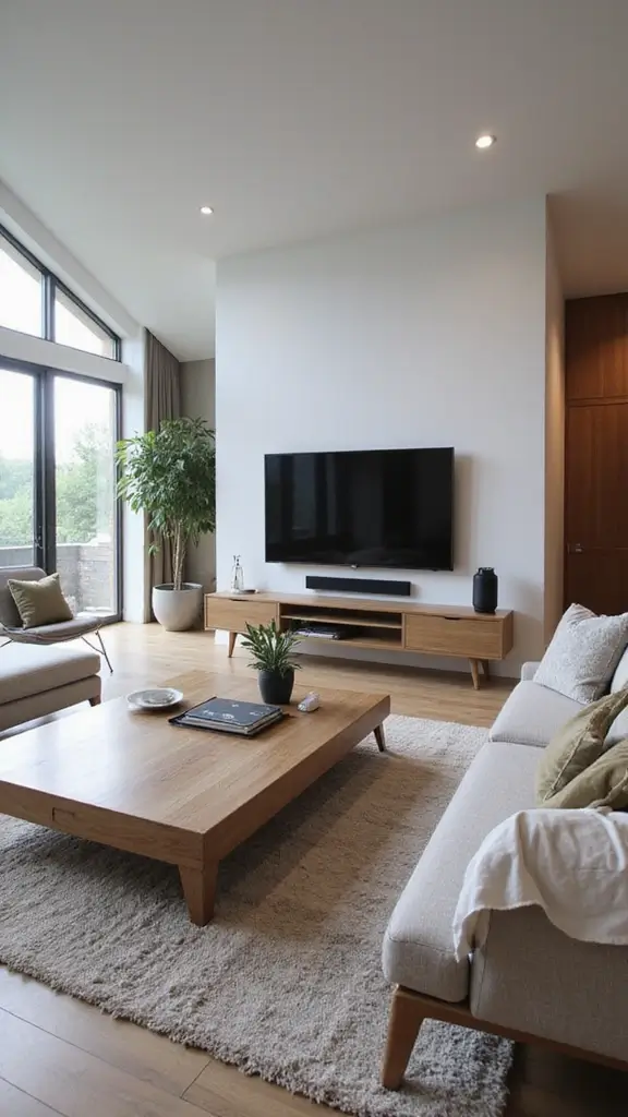 41 Half Vaulted Ceiling Living Room Ideas That Impress - 28. Incorporating Technology