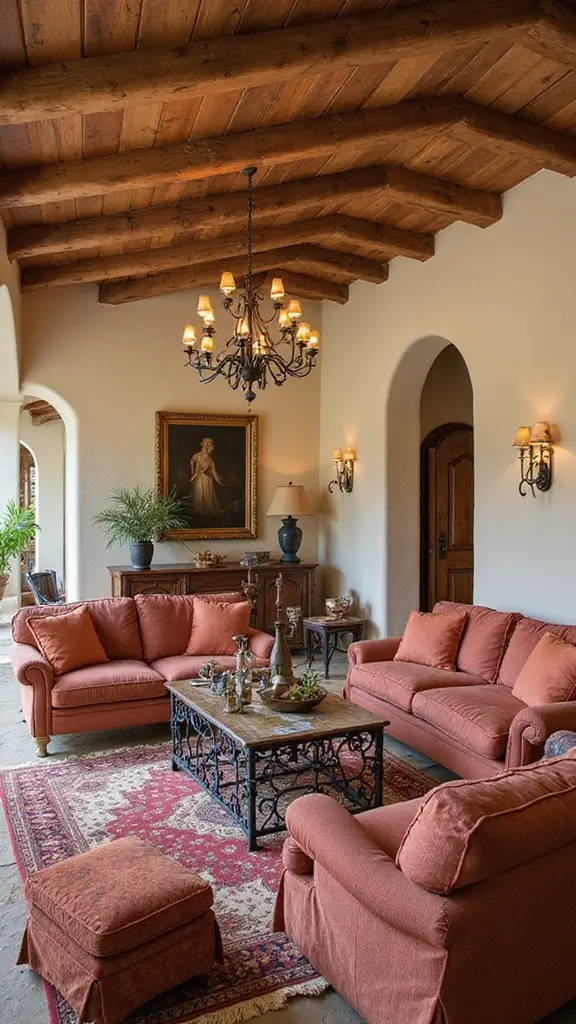 41 Half Vaulted Ceiling Living Room Ideas That Impress - 31. Mediterranean Inspirations