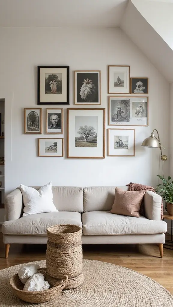 41 Half Vaulted Ceiling Living Room Ideas That Impress - 32. Charming Gallery Walls