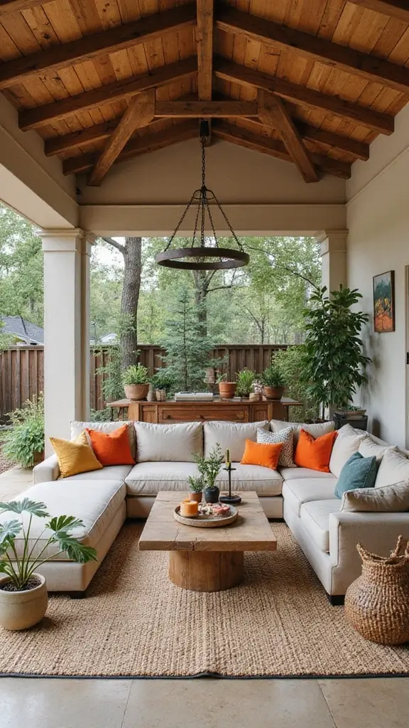 41 Half Vaulted Ceiling Living Room Ideas That Impress - 34. Outdoor-Inspired Decor