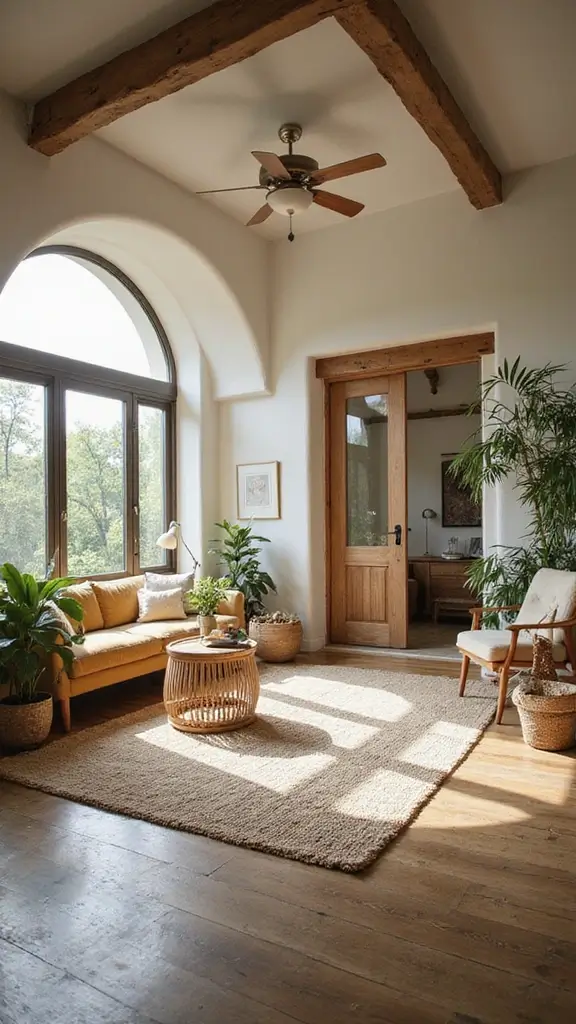 41 Half Vaulted Ceiling Living Room Ideas That Impress - 9. Nature-Inspired Decor