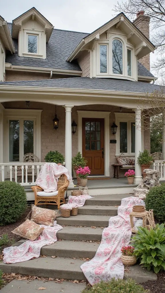 41 House with Wrap Around Porch Designs That Feel Timeless - 17. Elegant French Country Style