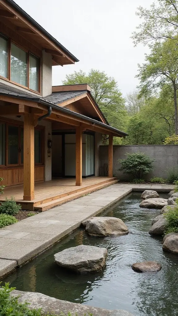 41 House with Wrap Around Porch Designs That Feel Timeless - 19. Relaxed Zen Retreat