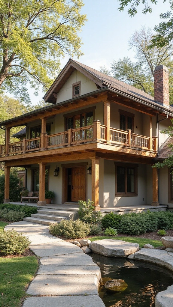 41 House with Wrap Around Porch Designs That Feel Timeless - 27. Contemporary Zen Aesthetics
