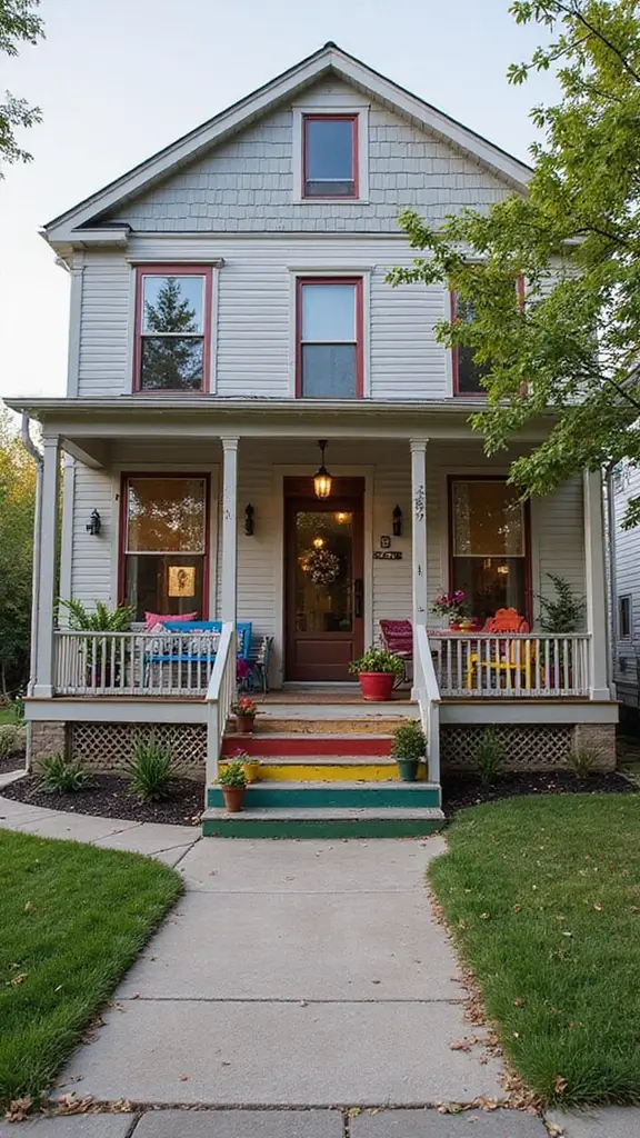 41 House with Wrap Around Porch Designs That Feel Timeless - 29. Eclectic Urban Style