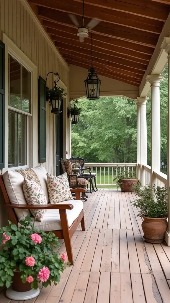 41 House with Wrap Around Porch Designs That Feel Timeless - 31. Vintage Inspired Farmhouse Porch